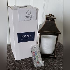 Home Reflections Brown Antique Metal Morph Pillar Lantern W/Remote Control. NEW